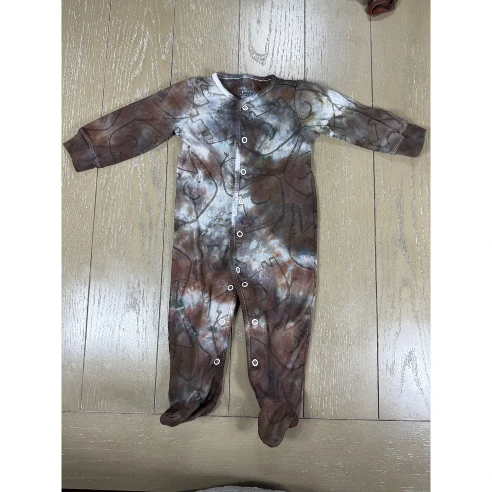Elephant Sleeper Kids 9M Brown Multi Tie Dye Dinosaur Footed CUSTOM